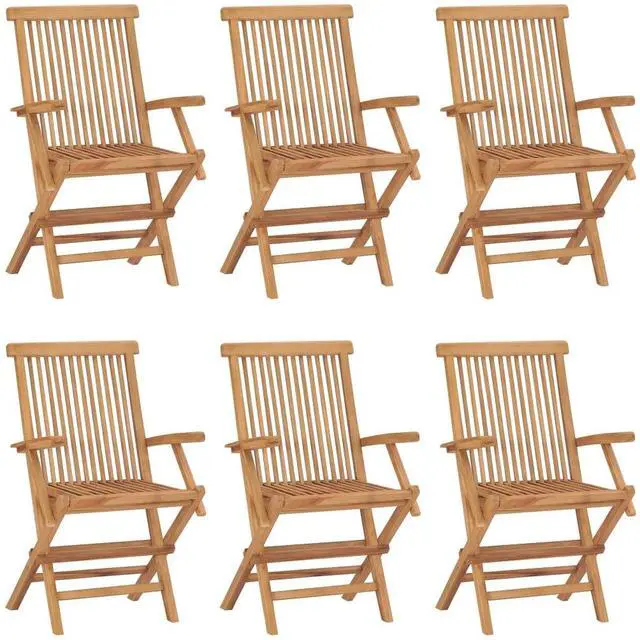 Main image of vidaXL Garden Chair Set of 6 Brown Solid Teak Wood Standard Foldable