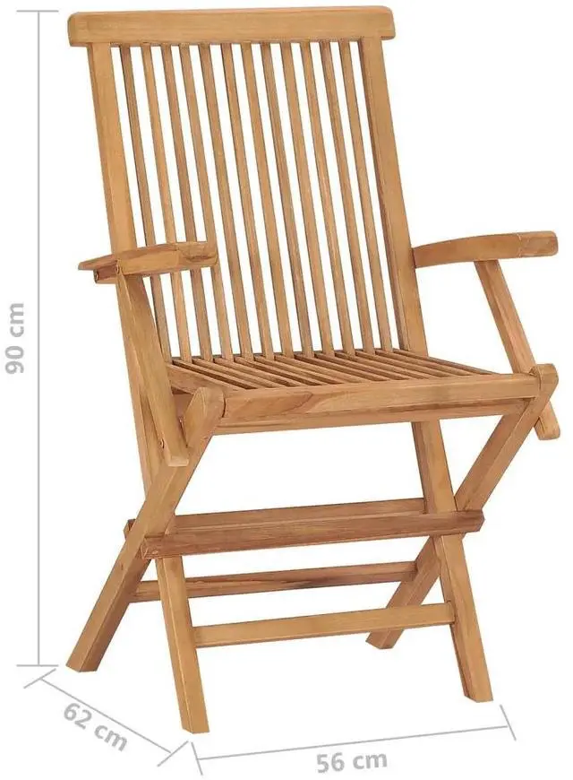 Alt view image 4 of 7 - vidaXL Garden Chair Set of 6 Brown Solid Teak Wood Standard Foldable