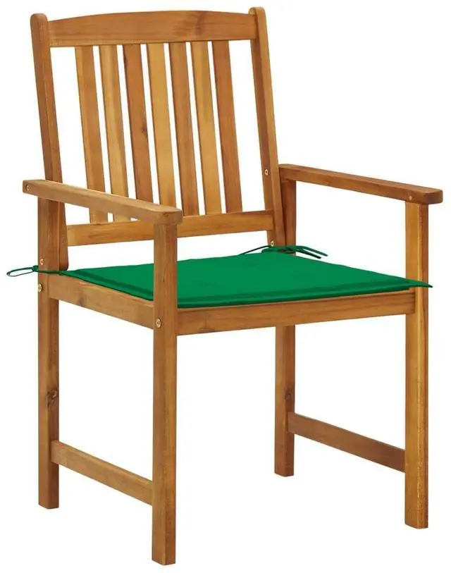 Alt view image 7 of 7 - vidaXL 2x Solid Acacia Wood Patio Chairs with Cushions Garden Lounge Seating