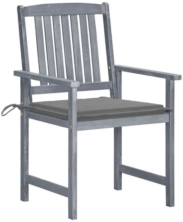 Alt view image 2 of 7 - vidaXL Patio Chairs 6 Pcs Outdoor Chair with Cushions Solid Wood Acacia Gray