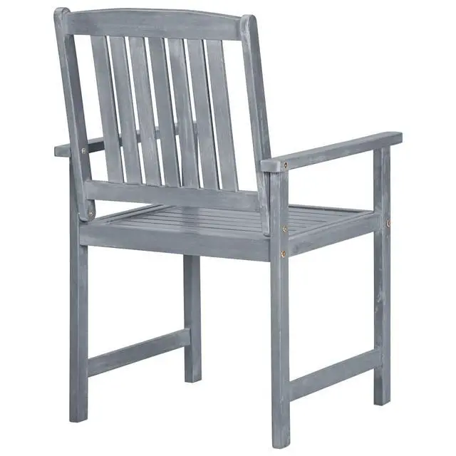 Alt view image 7 of 7 - vidaXL Patio Chairs 6 Pcs Outdoor Chair with Cushions Solid Wood Acacia Gray