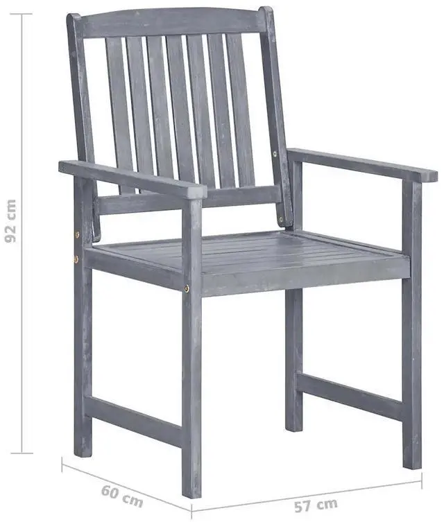 Alt view image 4 of 7 - vidaXL Patio Chairs 2 Pcs Outdoor Chair with Cushions Gray Solid Acacia Wood