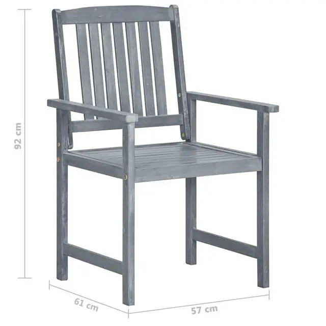 Alt view image 7 of 7 - vidaXL Patio Chairs 6 Pcs Outdoor Chair with Cushions Solid Acacia Wood Gray