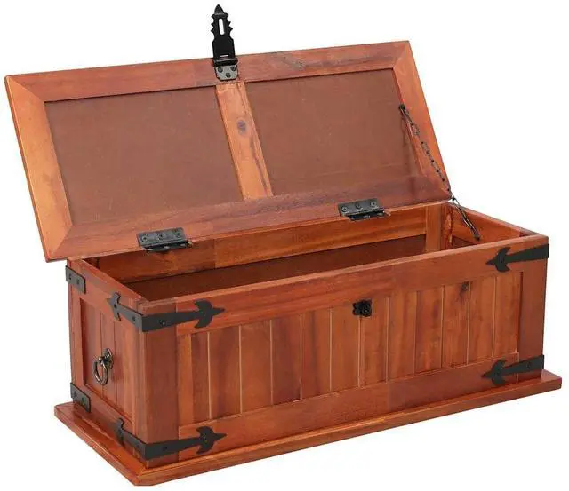 Alt view image 11 of 13 - vidaXL Storage Chest 23.6"x9.8"x8.7" Solid Acacia Wood