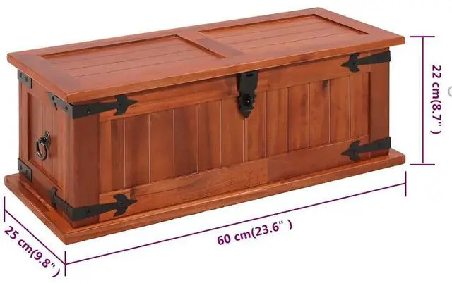 Alt view image 10 of 13 - vidaXL Storage Chest 23.6"x9.8"x8.7" Solid Acacia Wood