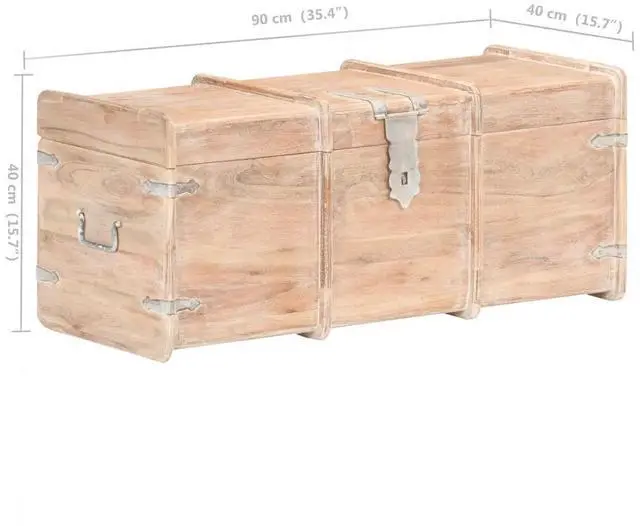 Alt view image 11 of 14 - vidaXL Storage Chest 35.4"x15.7"x15.7" Solid Acacia Wood