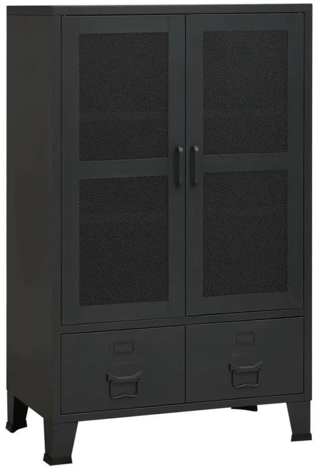 Alt view image 7 of 12 - vidaXL Industrial Storage Chest Black 27.6"x15.7"x45.3" Metal