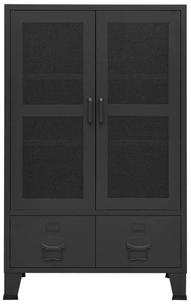Alt view image 8 of 12 - vidaXL Industrial Storage Chest Black 27.6"x15.7"x45.3" Metal