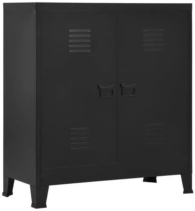 Alt view image 5 of 17 - vidaXL File Cabinet Sideboard Storage Chest Cabinet with Doors Black Steel
