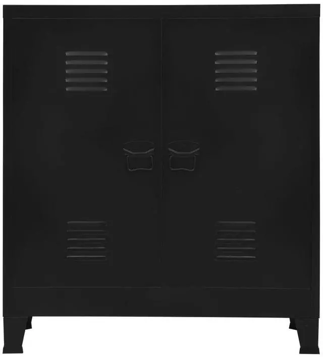 Alt view image 7 of 17 - vidaXL File Cabinet Sideboard Storage Chest Cabinet with Doors Black Steel