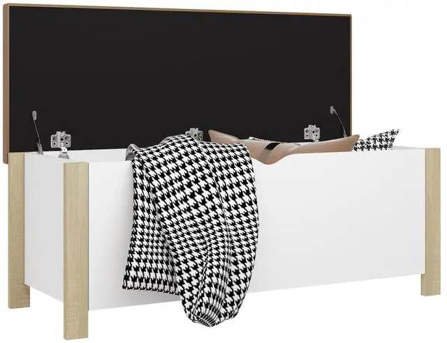 Alt view image 3 of 7 - vidaXL Storage Box White and Sonoma Oak