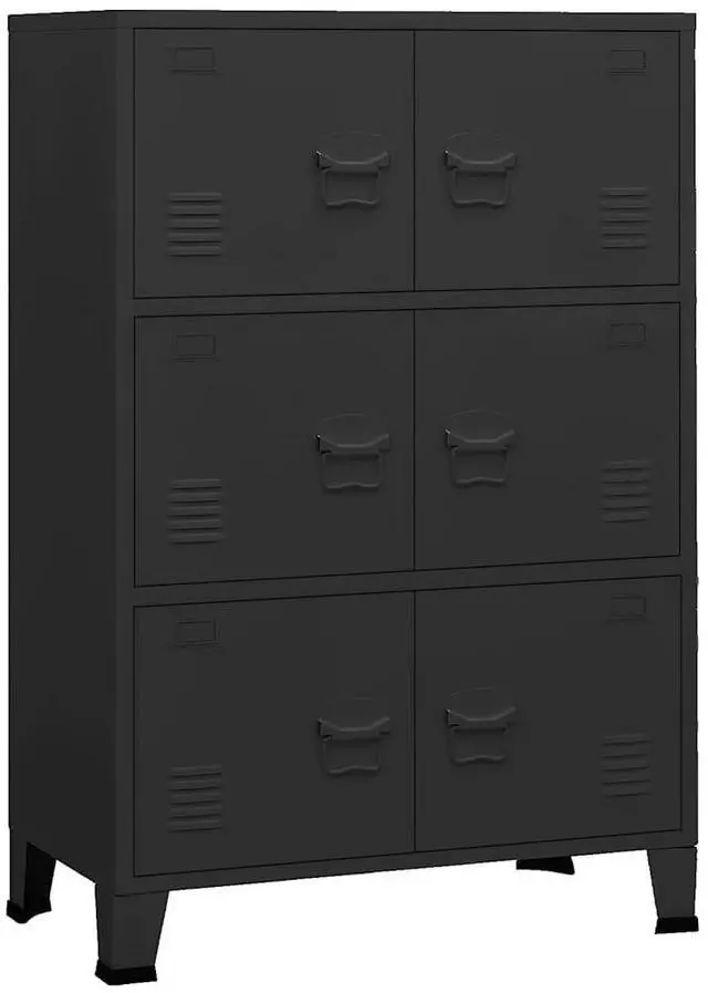 Alt view image 9 of 14 - vidaXL Industrial Storage Chest Black 29.5"x15.7"x45.3" Metal
