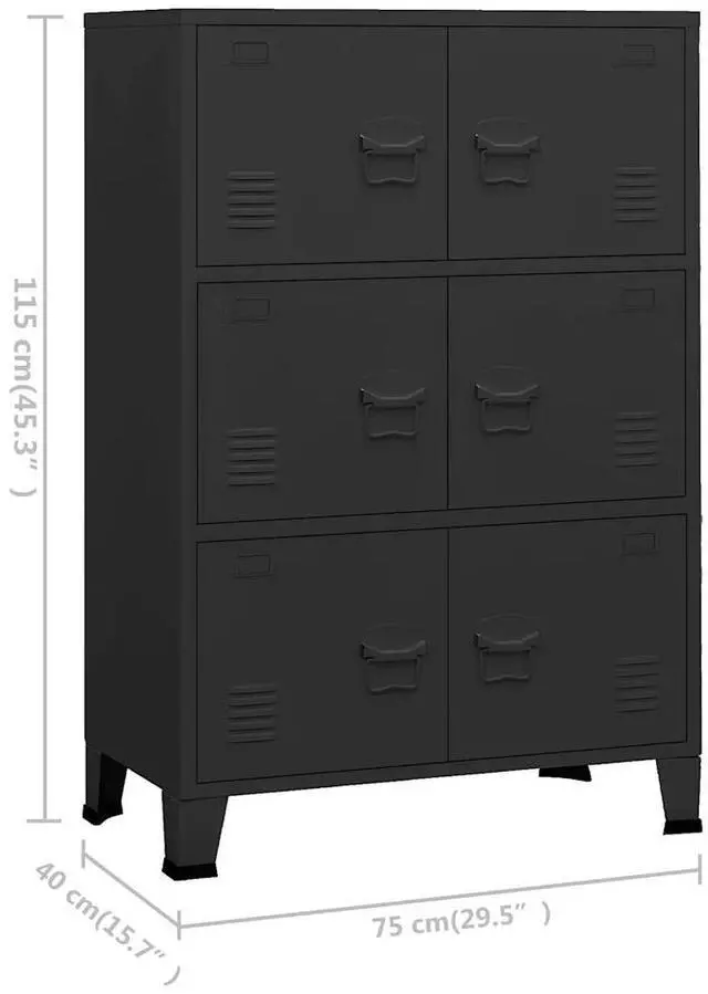 Alt view image 11 of 14 - vidaXL Industrial Storage Chest Black 29.5"x15.7"x45.3" Metal