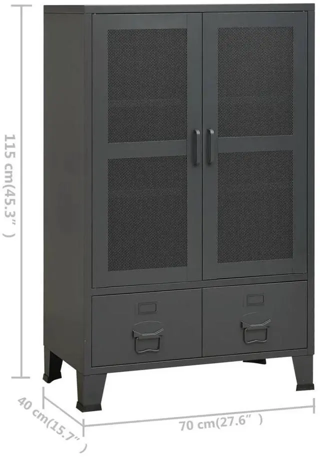 Alt view image 8 of 11 - vidaXL Industrial Storage Cabinet Anthracite 27.6"x15.7"x45.3" Metal