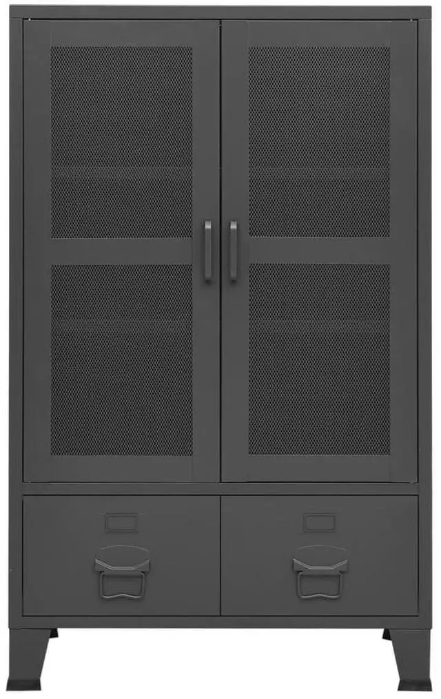 Alt view image 7 of 11 - vidaXL Industrial Storage Cabinet Anthracite 27.6"x15.7"x45.3" Metal