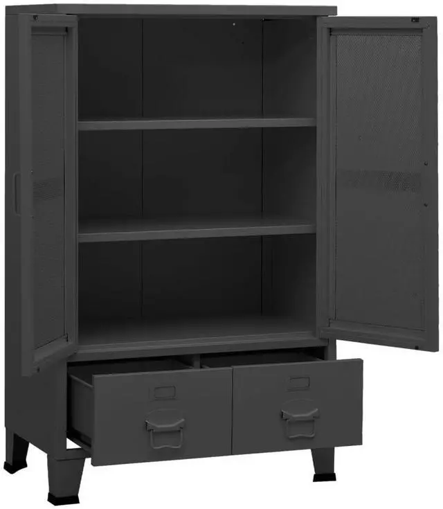 Alt view image 10 of 11 - vidaXL Industrial Storage Cabinet Anthracite 27.6"x15.7"x45.3" Metal