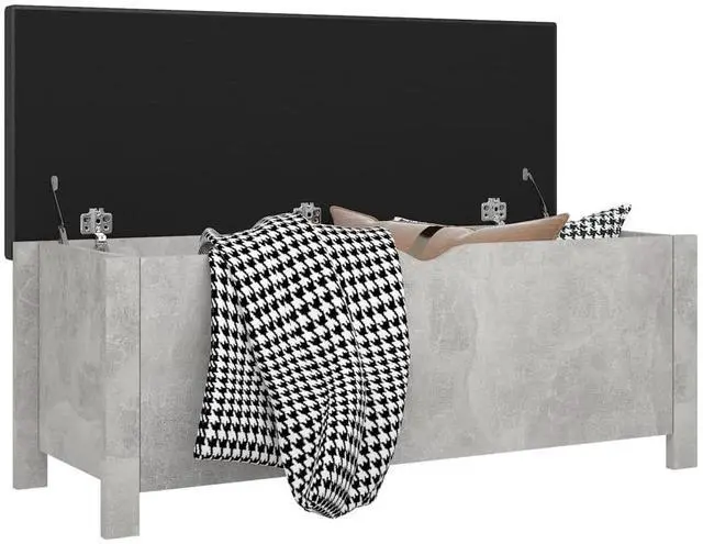 Alt view image 11 of 19 - vidaXL Storage Box with Cushion Concrete Gray 41.3"x15.7"x17.7" Engineered Wood