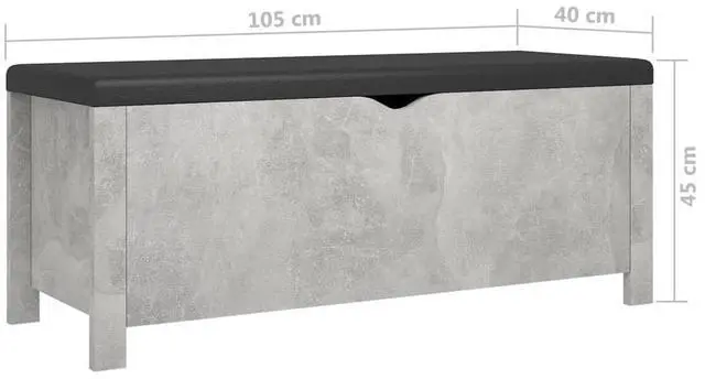 Alt view image 15 of 19 - vidaXL Storage Box with Cushion Concrete Gray 41.3"x15.7"x17.7" Engineered Wood