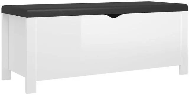 Alt view image 12 of 17 - vidaXL Storage Box with Cushion High Gloss White 41.3"x15.7"x17.7" Engineered Wood
