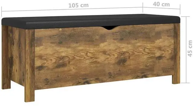 Alt view image 12 of 15 - vidaXL Storage Box with Cushion Smoked Oak 41.3"x15.7"x17.7" Engineered Wood