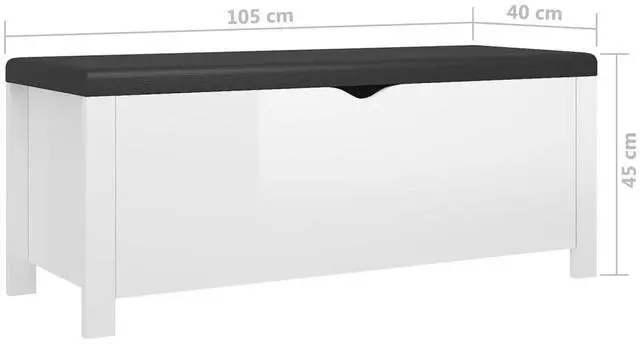 Alt view image 17 of 17 - vidaXL Storage Box with Cushion High Gloss White 41.3"x15.7"x17.7" Engineered Wood