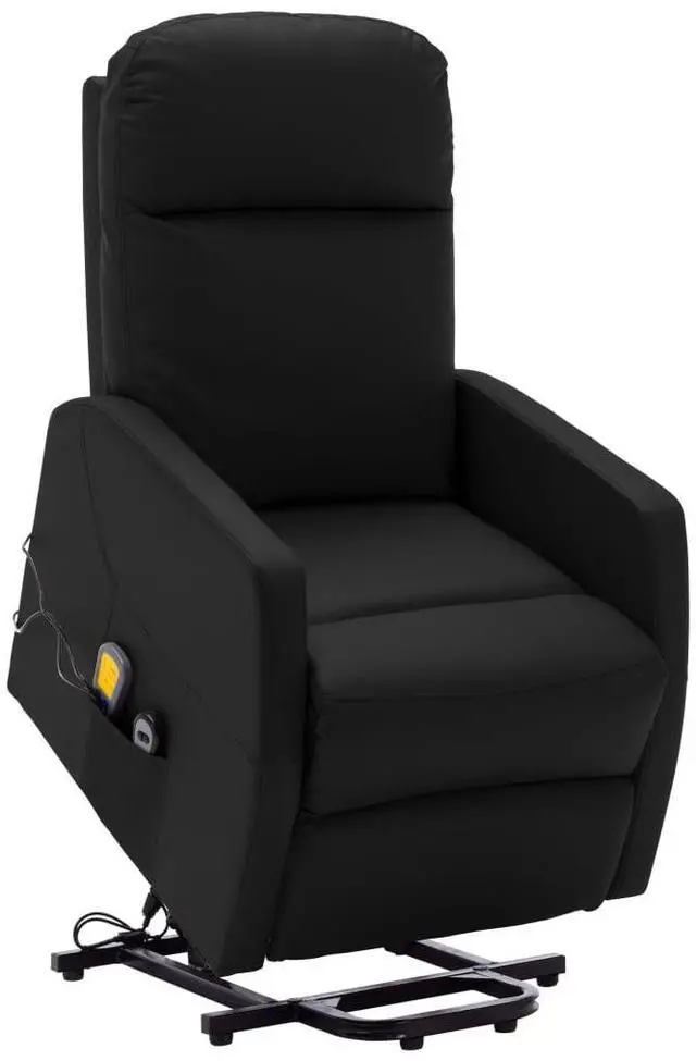 Alt view image 7 of 7 - vidaXL Power Lift Massage Recliner Push Chair for Elderly Black Faux Leather