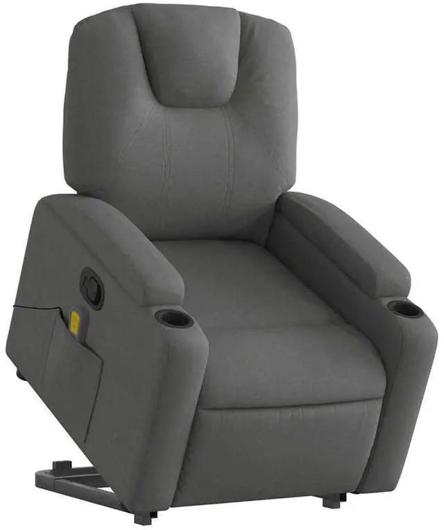 Alt view image 6 of 7 - vidaXL Stand up Massage Recliner Chair Power Lift Armchair Dark Gray Fabric