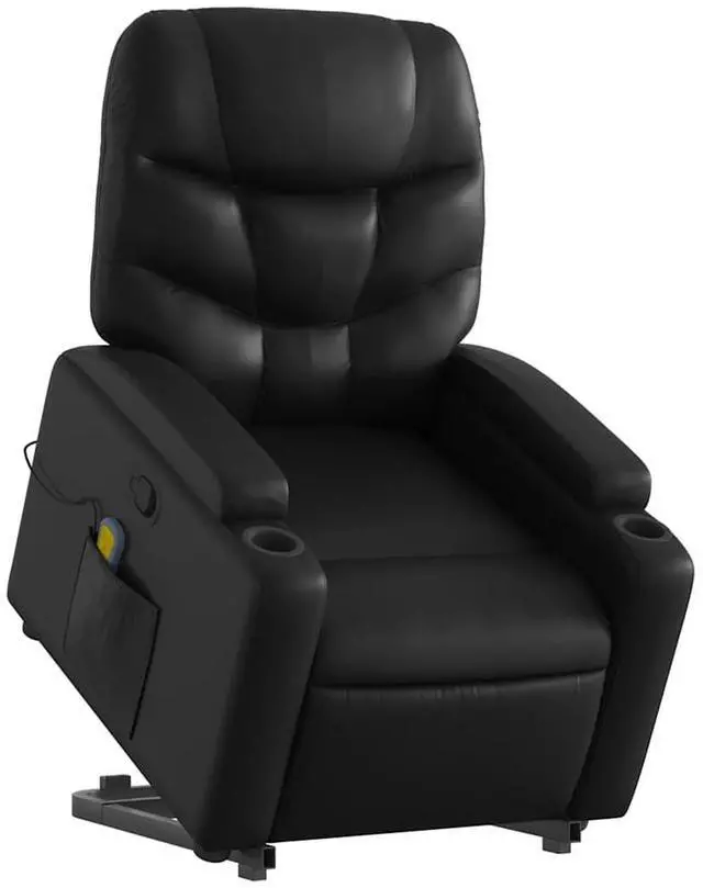 Alt view image 3 of 7 - vidaXL Stand up Massage Recliner Chair Power Lift Armchair Black Faux Leather