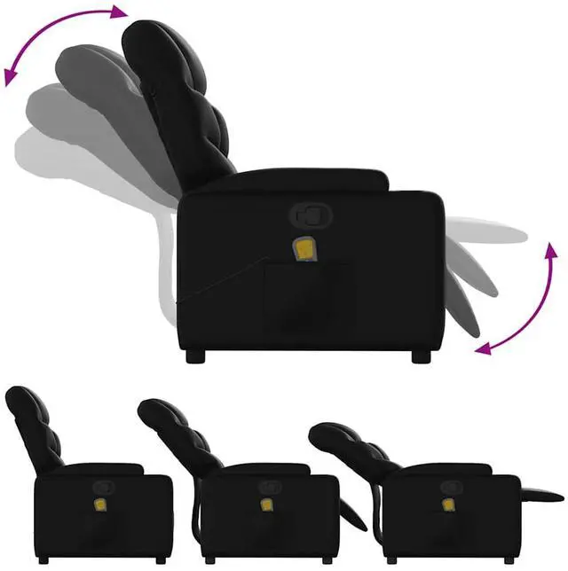 Alt view image 7 of 7 - vidaXL Stand up Massage Recliner Chair Power Lift Armchair Black Faux Leather