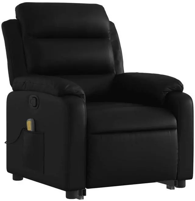 Alt view image 6 of 7 - vidaXL Stand up Massage Recliner Chair Power Lift Armchair Black Faux Leather