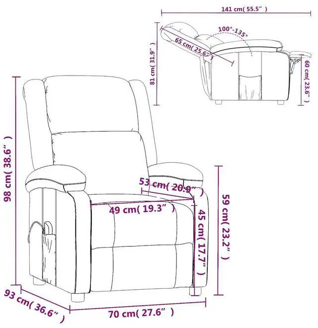 Alt view image 4 of 7 - vidaXL Massage Chair Black Faux Leather massage reclining chair