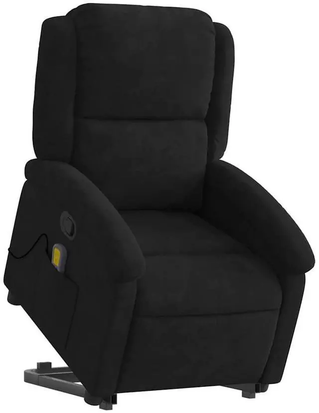 Alt view image 3 of 7 - vidaXL Stand up Massage Recliner Chair Power Lift Wingback Armchair Black Velvet