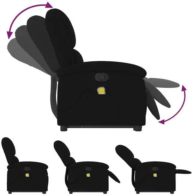 Alt view image 7 of 7 - vidaXL Stand up Massage Recliner Chair Power Lift Wingback Armchair Black Velvet