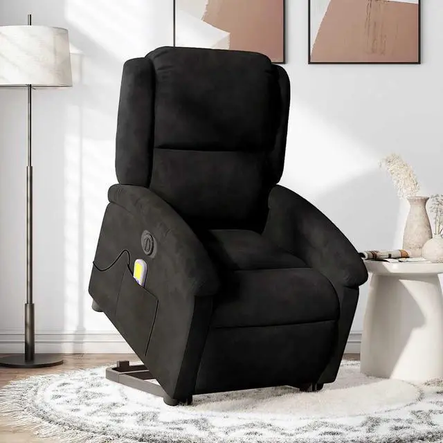 Main image of vidaXL Electric Stand up Massage Recliner Chair Power Lift Armchair Black Velvet