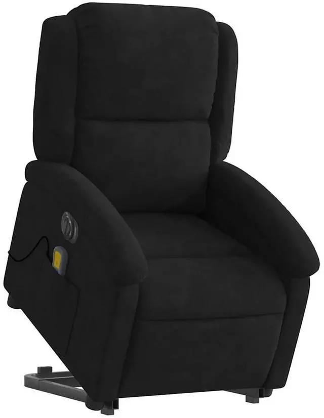 Alt view image 3 of 7 - vidaXL Electric Stand up Massage Recliner Chair Power Lift Armchair Black Velvet