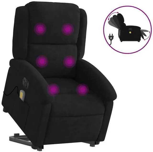 Alt view image 2 of 7 - vidaXL Electric Stand up Massage Recliner Chair Power Lift Armchair Black Velvet