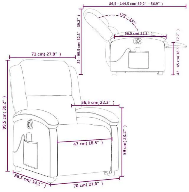 Alt view image 4 of 7 - vidaXL Electric Stand up Massage Recliner Chair Power Lift Armchair Black Velvet