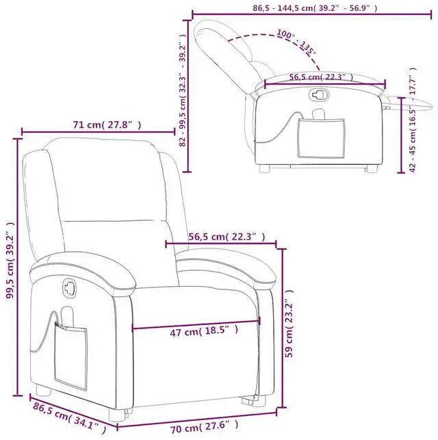 Alt view image 4 of 7 - vidaXL Stand up Massage Recliner Chair Power Lift Wingback Armchair Black Velvet