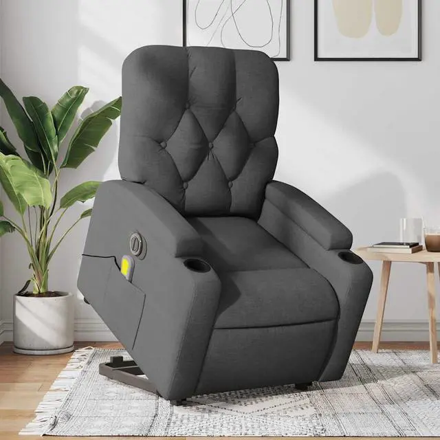 Main image of vidaXL Electric Stand up Massage Recliner Chair Armchair Dark Gray Fabric