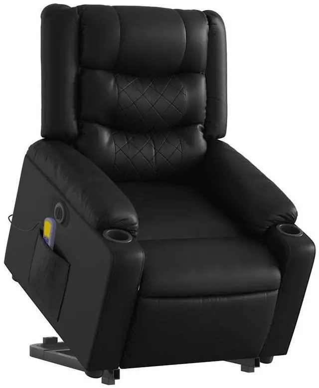 Alt view image 3 of 7 - vidaXL Electric Stand up Massage Recliner Chair Armchair Black Faux Leather