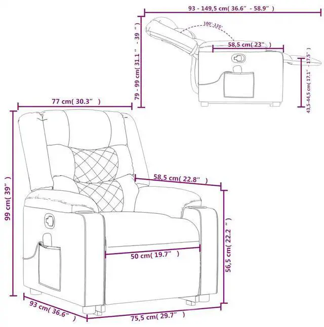 Alt view image 4 of 7 - vidaXL Stand up Massage Recliner Chair Power Lift Armchair Gray Faux Leather