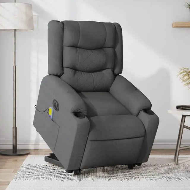 Main image of vidaXL Electric Stand up Massage Recliner Chair Armchair Dark Gray Fabric
