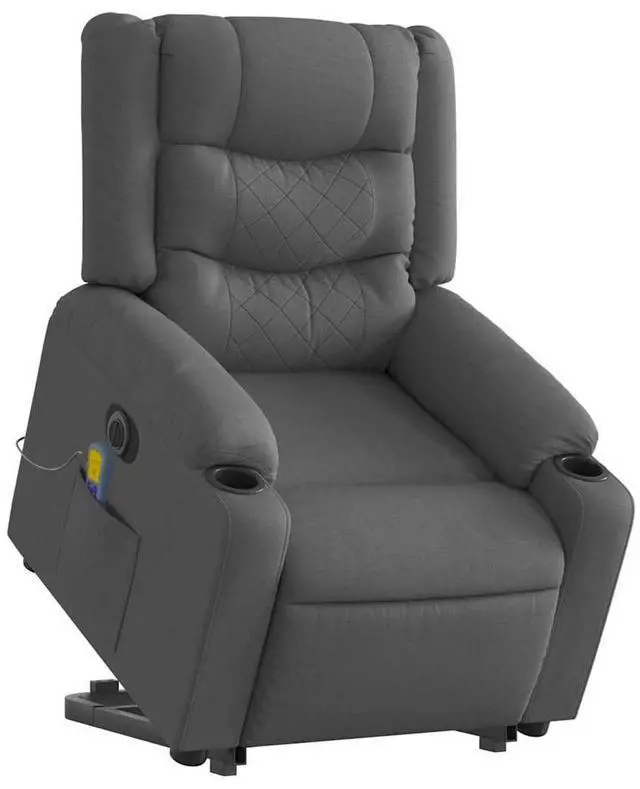 Alt view image 3 of 7 - vidaXL Electric Stand up Massage Recliner Chair Armchair Dark Gray Fabric