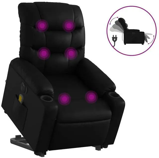 Alt view image 2 of 7 - vidaXL Electric Stand up Massage Recliner Chair Armchair Black Faux Leather