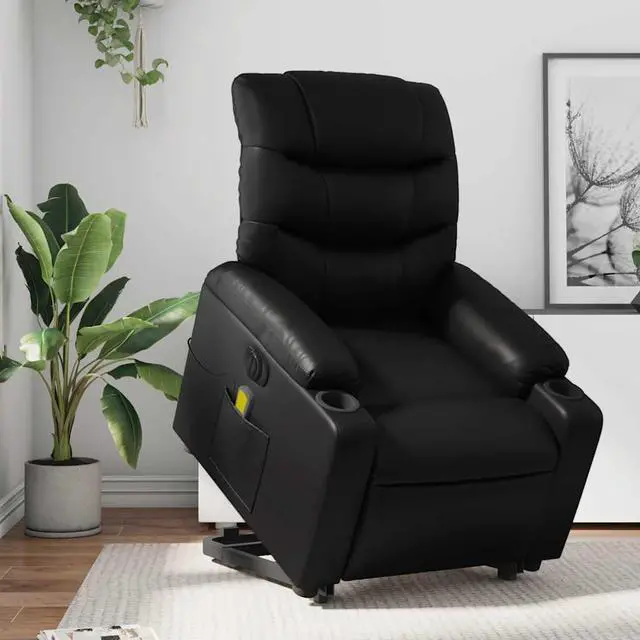 Main image of vidaXL Electric Stand up Massage Recliner Chair Armchair Black Faux Leather