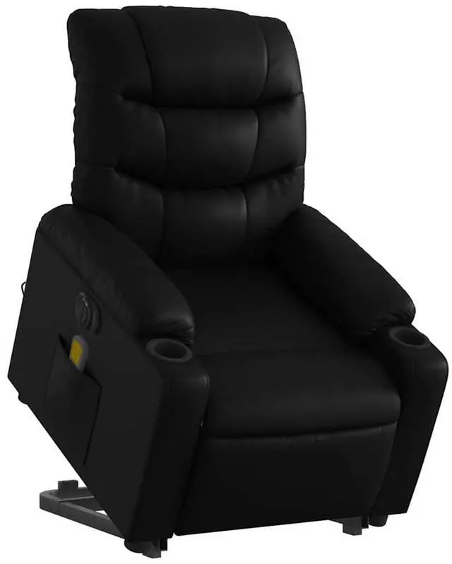 Alt view image 3 of 7 - vidaXL Electric Stand up Massage Recliner Chair Armchair Black Faux Leather