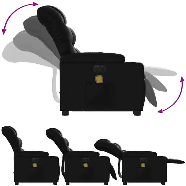 Alt view image 7 of 7 - vidaXL Electric Stand up Massage Recliner Chair Armchair Black Faux Leather