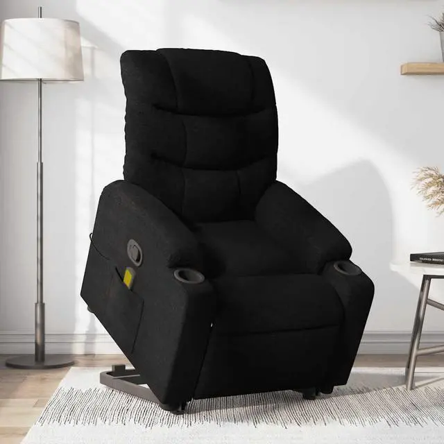 Main image of vidaXL Stand up Massage Recliner Chair Power Lift for Elderly Black Fabric