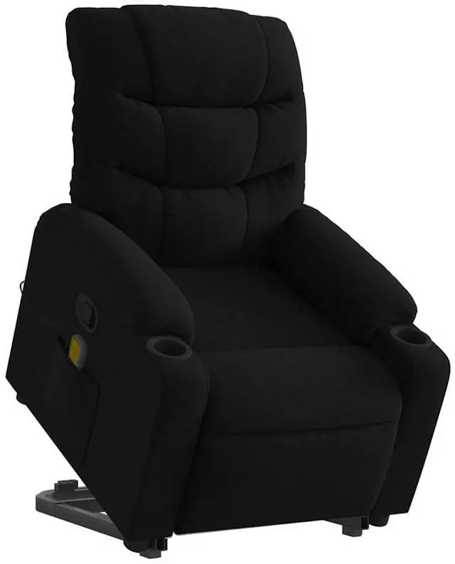 Alt view image 3 of 7 - vidaXL Stand up Massage Recliner Chair Power Lift for Elderly Black Fabric