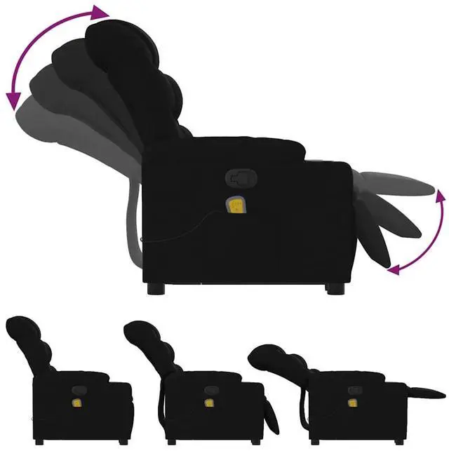 Alt view image 7 of 7 - vidaXL Stand up Massage Recliner Chair Power Lift for Elderly Black Fabric